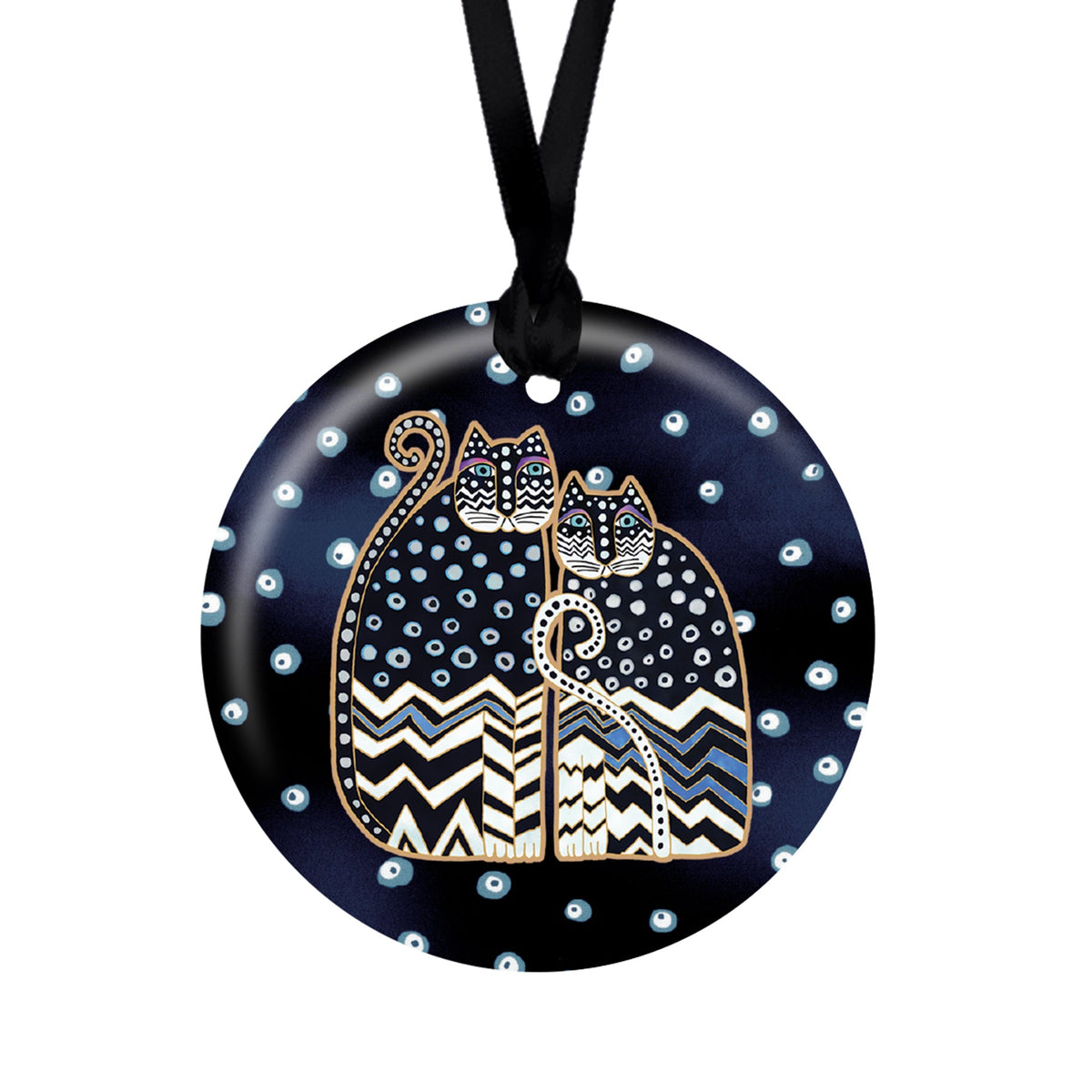 Laurel Burch Polka Dot Gatos Porcelain Keepsake Ornament – Flat Ceramic, Gift-Ready
