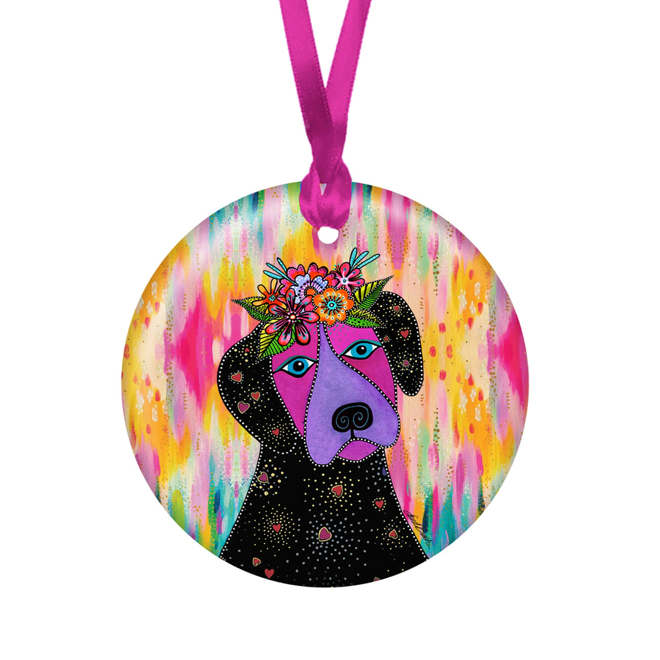 Laurel Burch Violet Dog Porcelain Keepsake Ornament – Flat Ceramic, Gift-Ready - Glamourous Grace