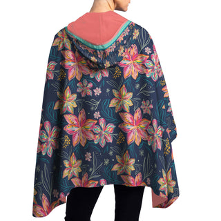 EttaVee Bold Flowers Womens Rain Cape - Rainproof Breathable Rain Poncho for Women