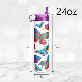 24 oz Water Bottle - Laurel Burch "Mariposas"
