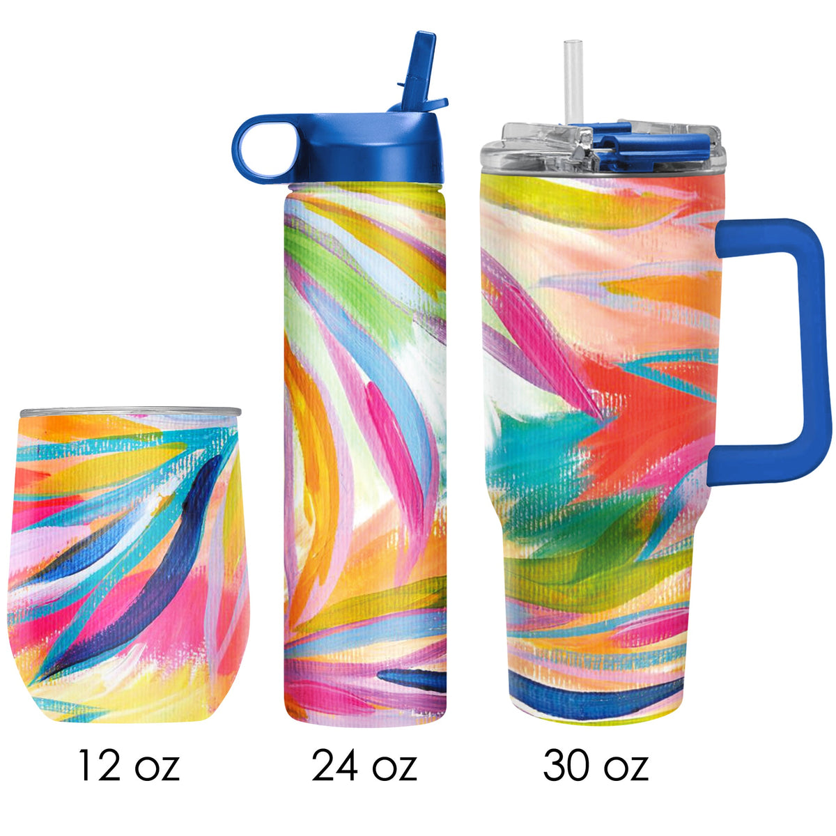 EttaVee "Loose Palms" Insulated Drinkware Set of 3, 1 per size - Glamourous Grace