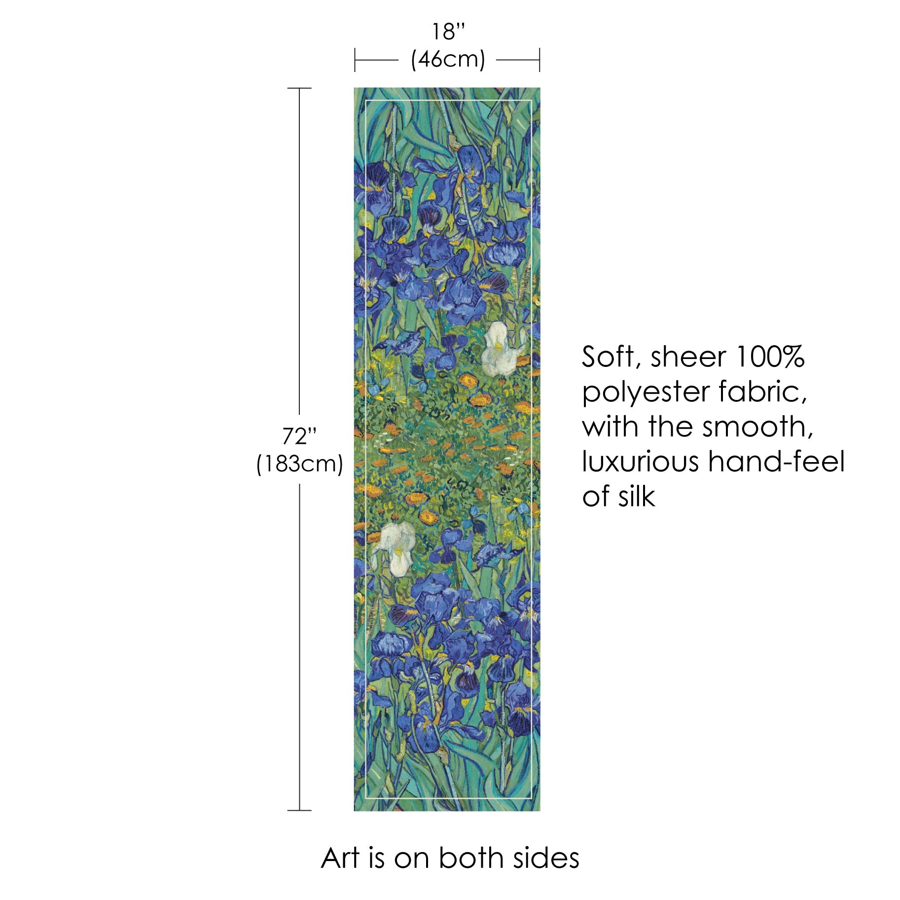 van Gogh Irises Long Sheer Scarf – Lightweight, Elegant, Silky-Soft