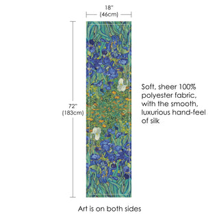 van Gogh Irises Long Sheer Scarf – Lightweight, Elegant, Silky-Soft
