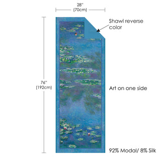 Monet Water Lilies Silk Blend Shawl – Lightweight Dressy Wrap for Women