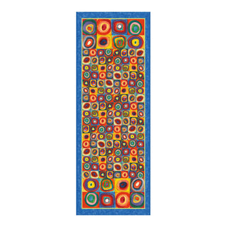 Kandinsky Squares with Concentric Circles Silk Blend Shawl – Lightweight Dressy Wrap for Women