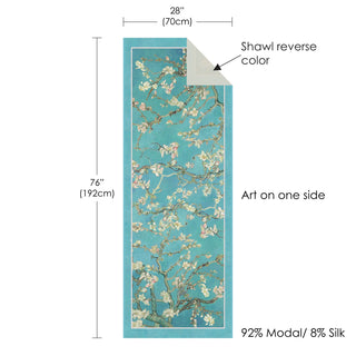 van Gogh Almond Blossom Silk Blend Shawl – Lightweight Dressy Wrap for Women