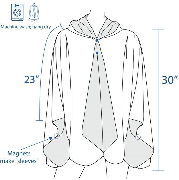 Laurel Burch Cerulean Cat Womens Rain Cape - Rainproof Breathable Rain Poncho