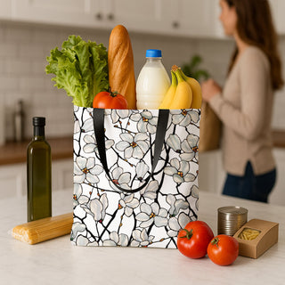 Tiffany Magnolia Canvas Magazine Tote – Slim Vertical Tote Bag