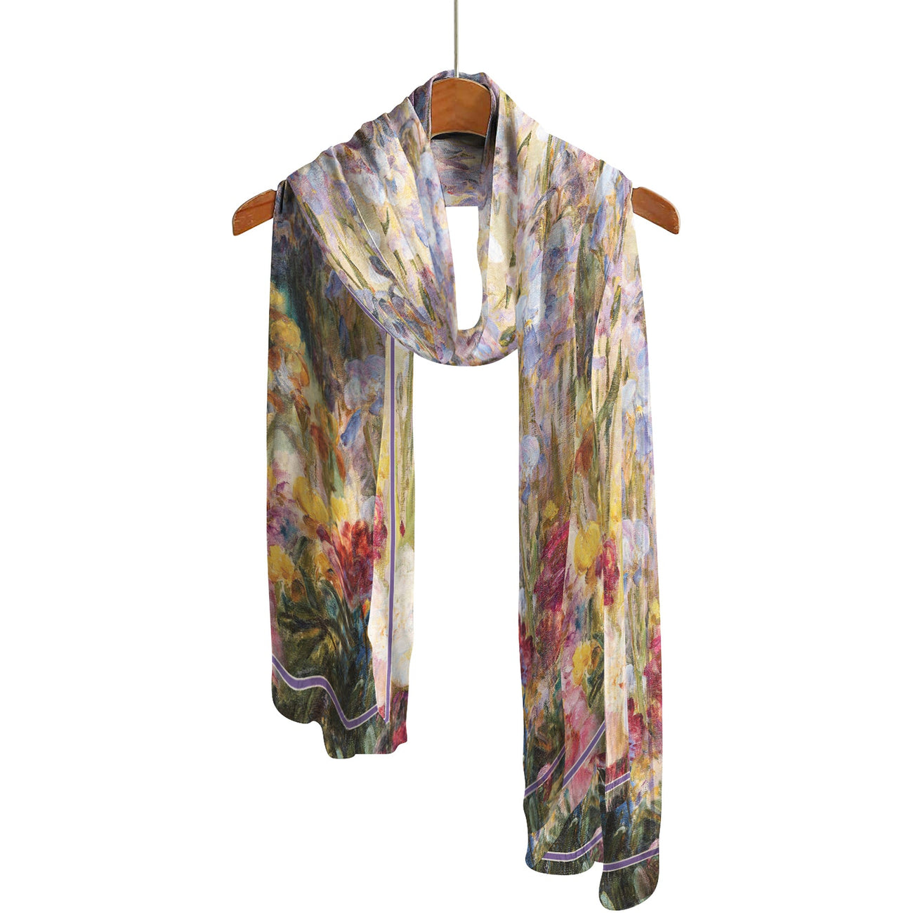 Tiffany Peonies & Iris Long Sheer Scarf – Lightweight, Elegant, Silky-Soft - Glamourous Grace