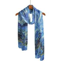 van Gogh Starry Night Long Sheer Scarf – Lightweight, Elegant, Silky-Soft