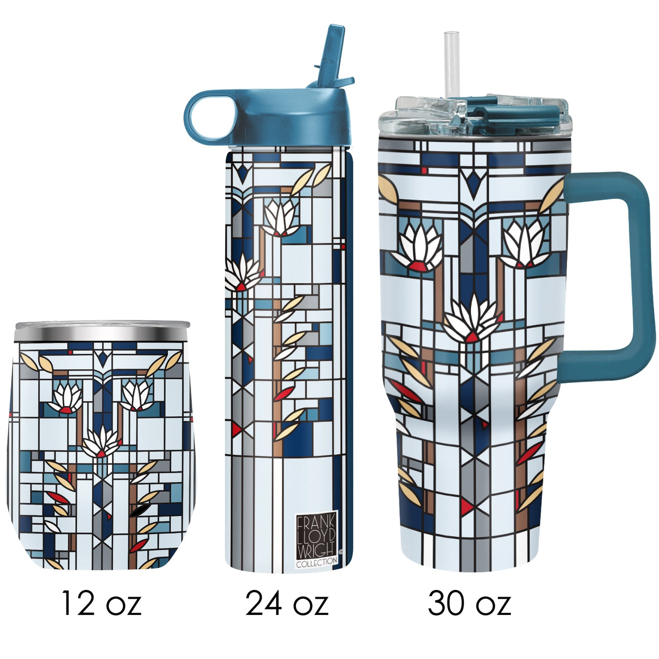 Frank Lloyd Wright "Waterlilies" Insulated Drinkware Set of 3, 1 per size - Glamourous Grace