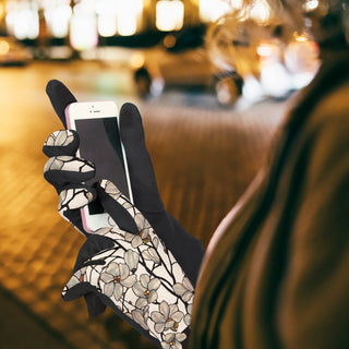 Tiffany White Magnolia Womens Touch Screen Gloves - One Size Fits All