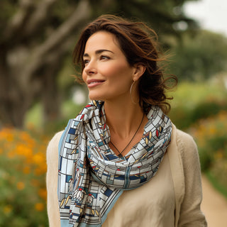 Frank Lloyd Wright Waterlilies Silk Blend Shawl – Lightweight & Elegant Evening Wrap