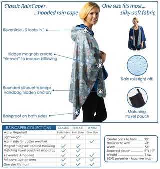 Black & Tan Camel Womens Rain Cape - Rainproof Breathable Rain Poncho