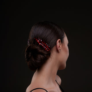 Elegant Red Crystal 2-Piece Hair Comb Set - Glamourous Grace