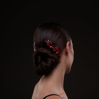 Elegant Red Crystal 2-Piece Hair Comb Set - Glamourous Grace