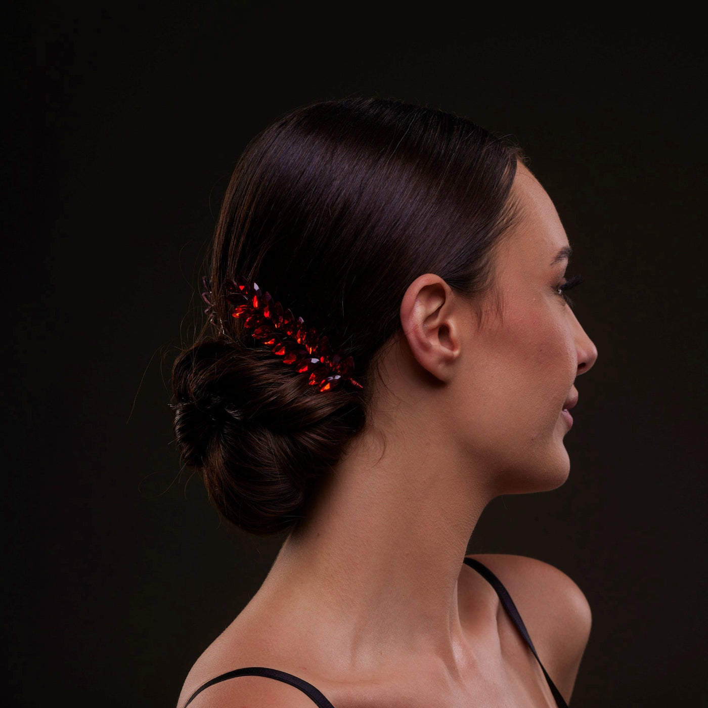 Elegant Red Crystal 2-Piece Hair Comb Set - Glamourous Grace