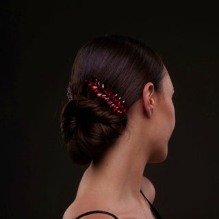 Elegant Red Crystal 2-Piece Hair Comb Set - Glamourous Grace
