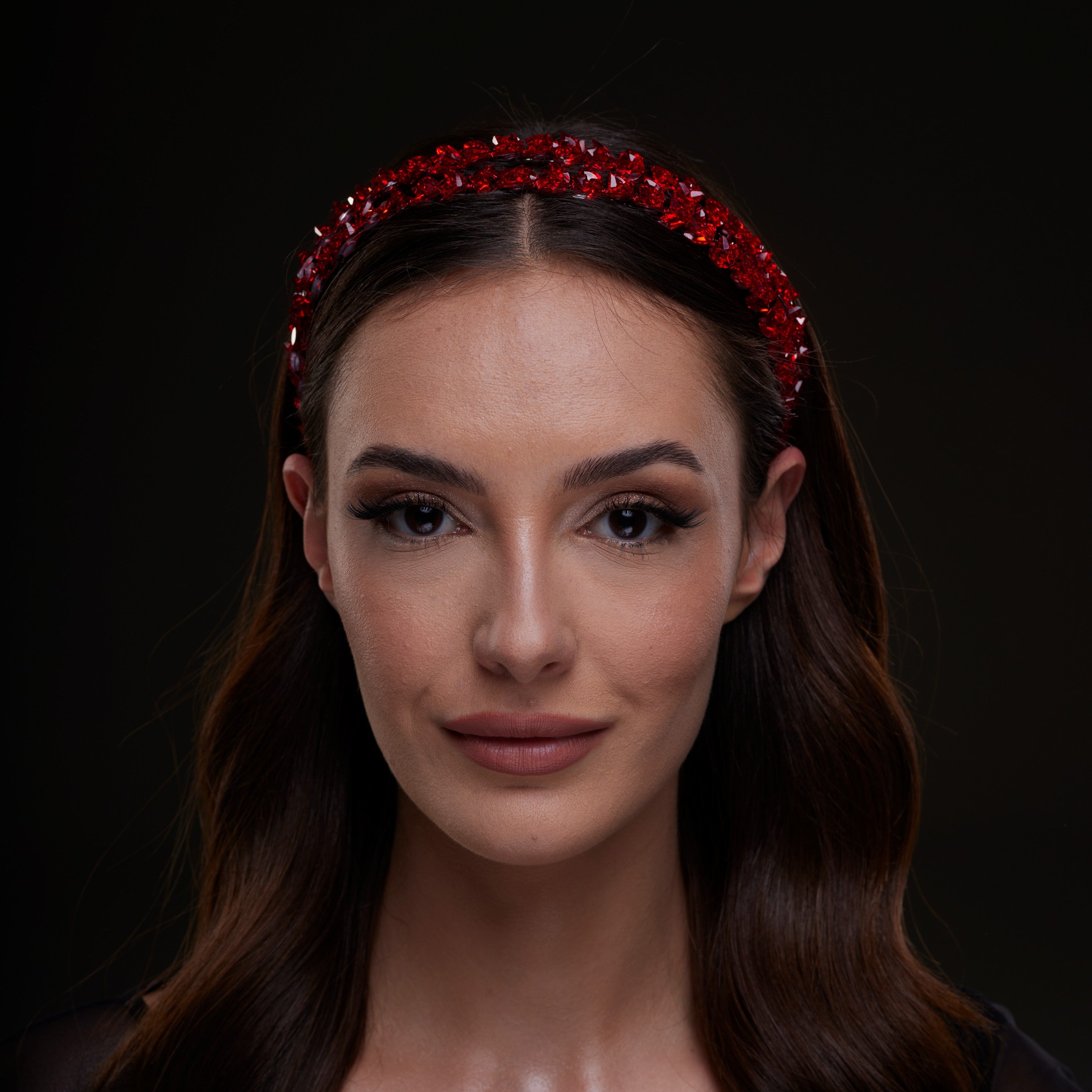 Red Crystal Beaded Hairband - Glamourous Grace