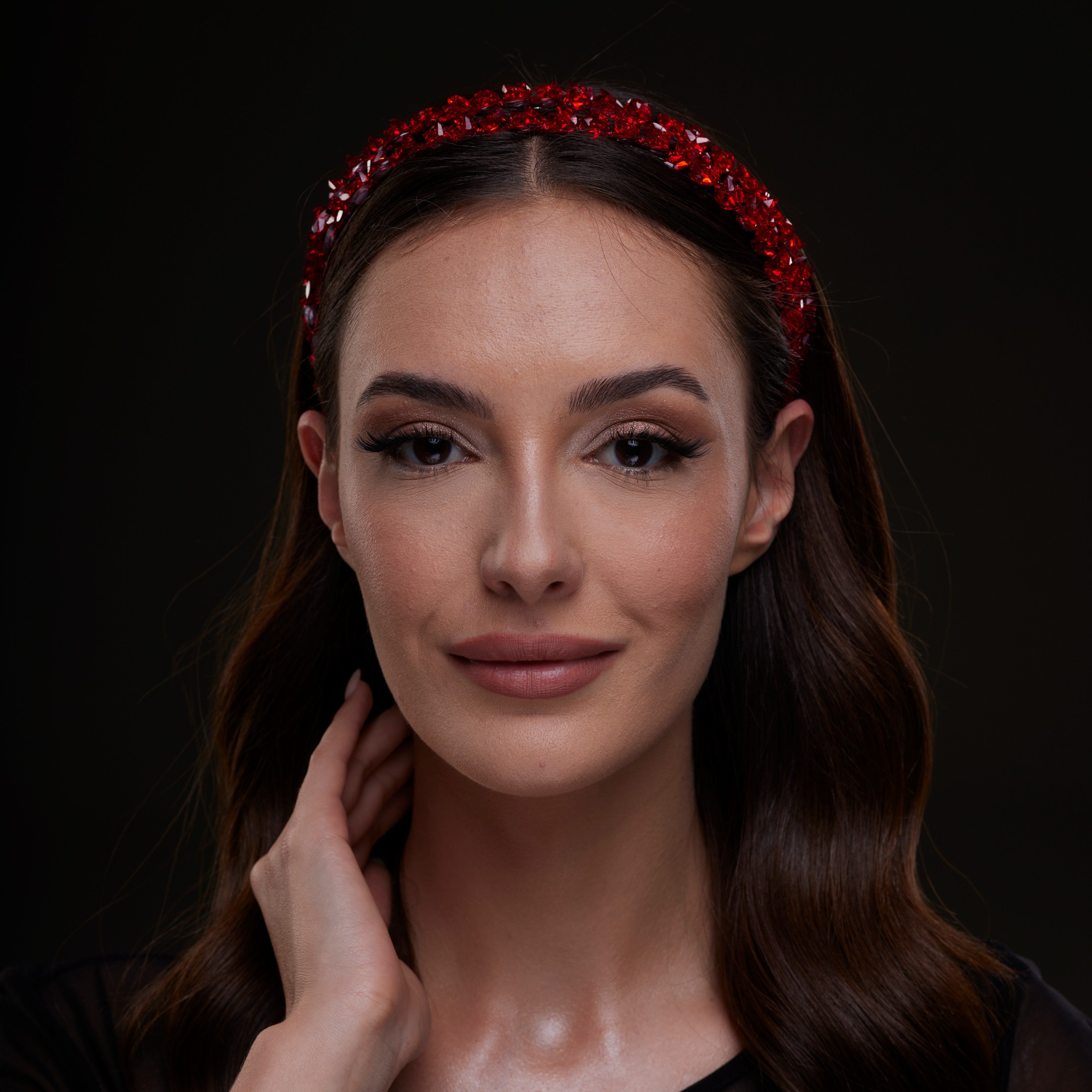 Red Crystal Beaded Hairband - Glamourous Grace