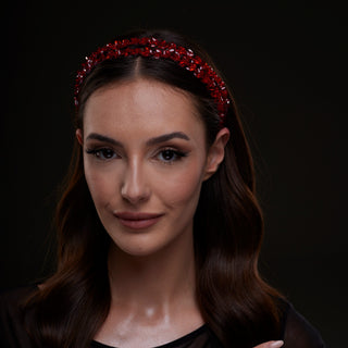 Red Crystal Beaded Hairband - Glamourous Grace