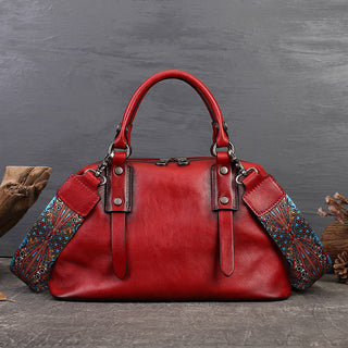 Retro Leather Tote Bag for Women Full Grain Leather Crossbody Bag