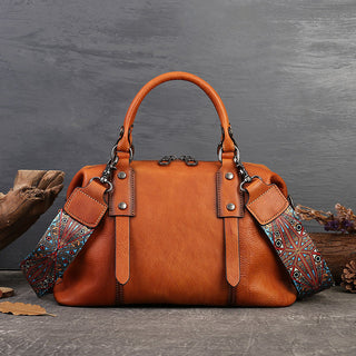 Retro Leather Tote Bag for Women Full Grain Leather Crossbody Bag