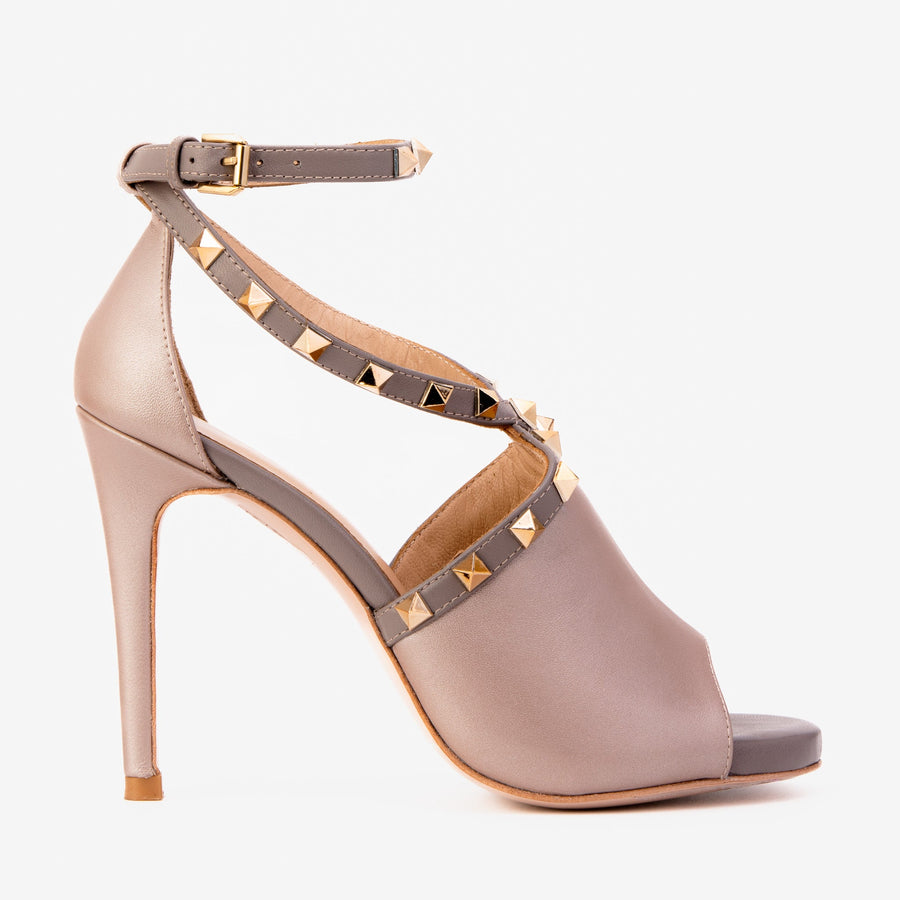 The Ribnica Beige Leather Ankle Strap Women Sandal - Glamourous Grace