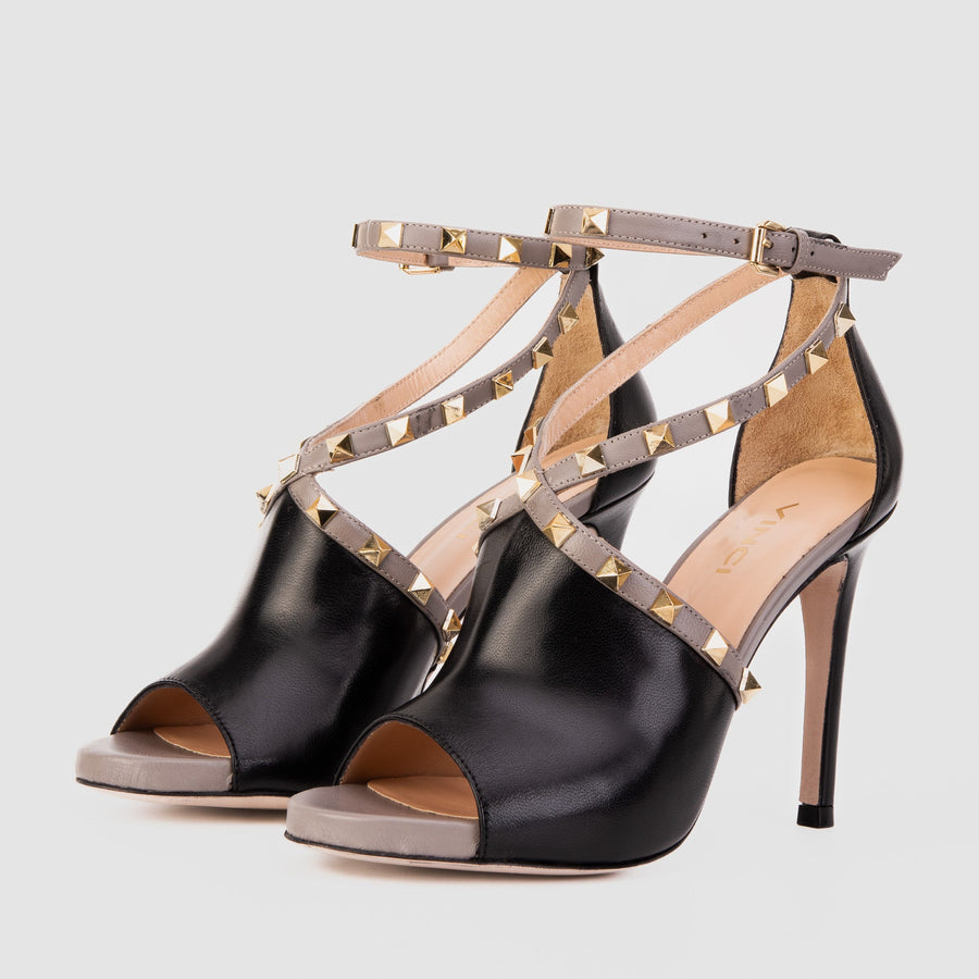 The Ribnica Black Leather Ankle Strap Women Sandal - Glamourous Grace