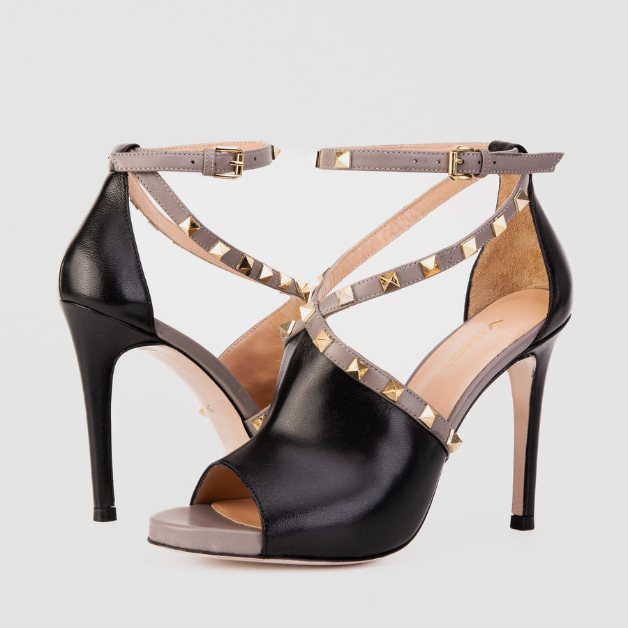 The Ribnica Black Leather Ankle Strap Women Sandal - Glamourous Grace