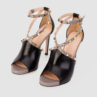The Ribnica Black Leather Ankle Strap Women Sandal - Glamourous Grace