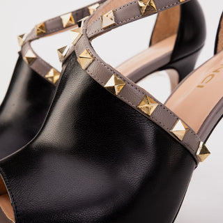 The Ribnica Black Leather Ankle Strap Women Sandal - Glamourous Grace
