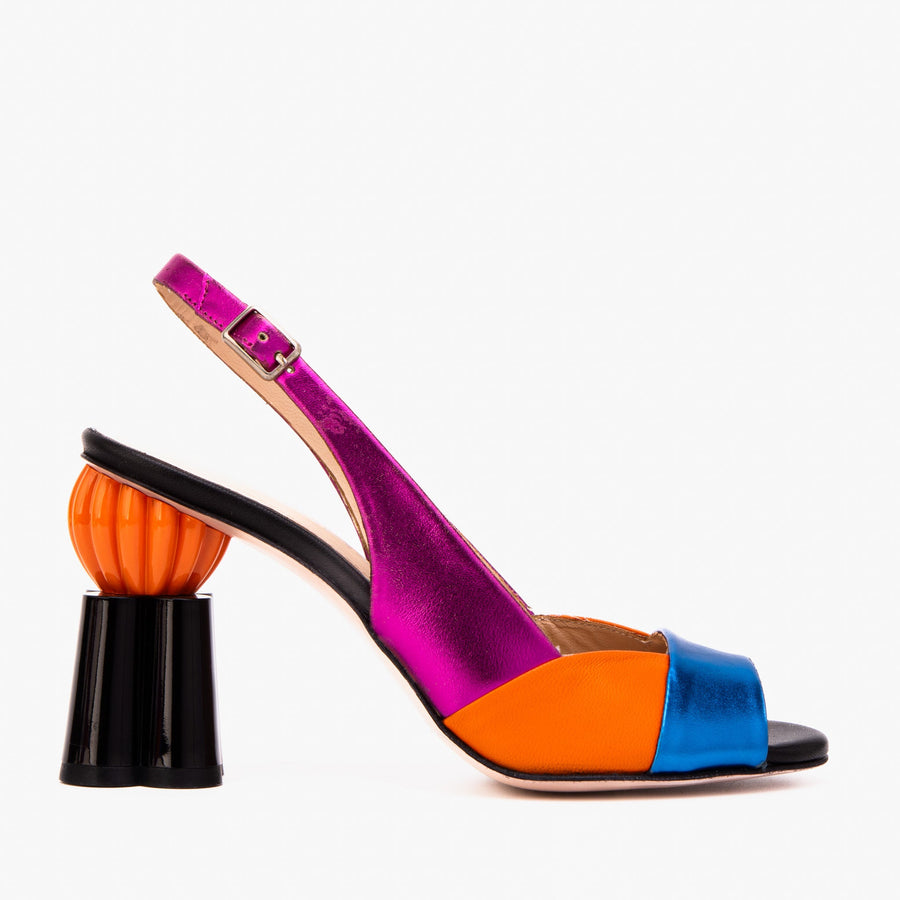 The Rize Multicolor Pumpkin Heel Leather Women Sandal - Glamourous Grace