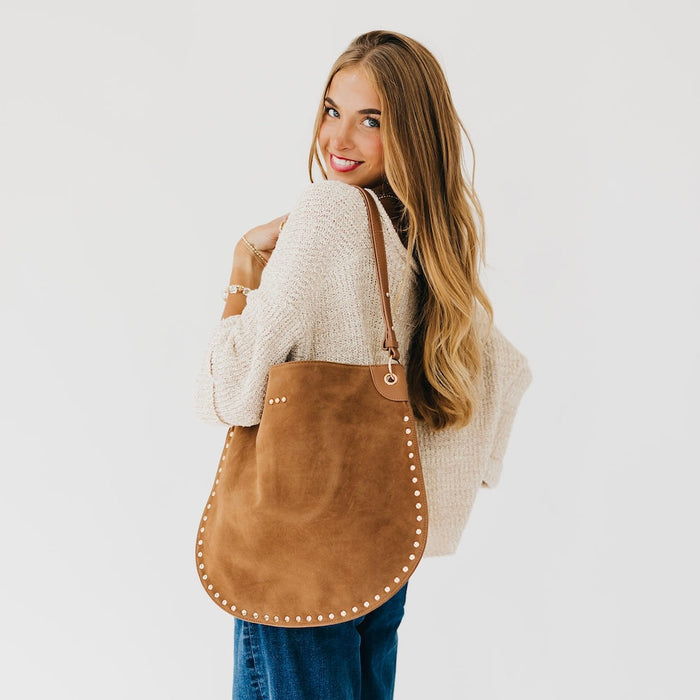 Rosalie Rivet Suede Hobo Bag - Glamourous Grace