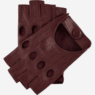 Rossana (cordovan) - Italian fingerless lambskin leather driving gloves - Glamourous Grace