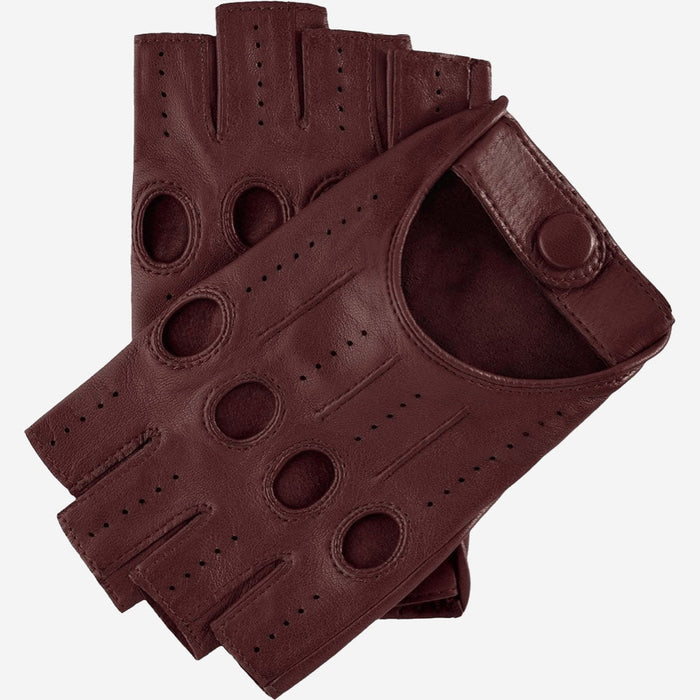 Rossana (cordovan) - Italian fingerless lambskin leather driving gloves - Glamourous Grace