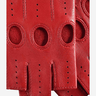 Rossana (red) - Italian fingerless lambskin leather driving gloves - Glamourous Grace