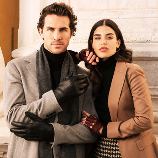 Rossana (cordovan) - Italian fingerless lambskin leather driving gloves - Glamourous Grace