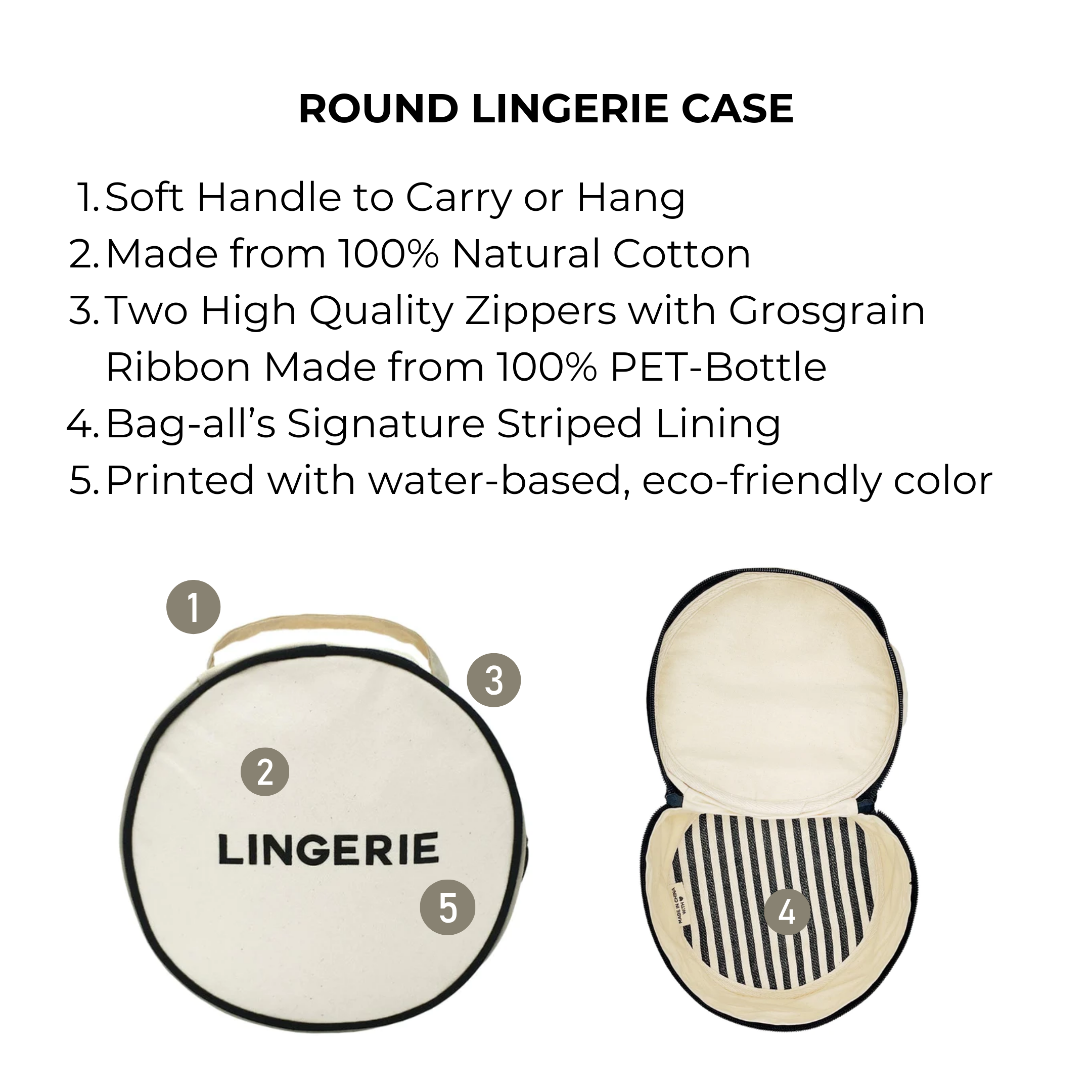 Round Lingerie Case – Cream - Glamourous Grace