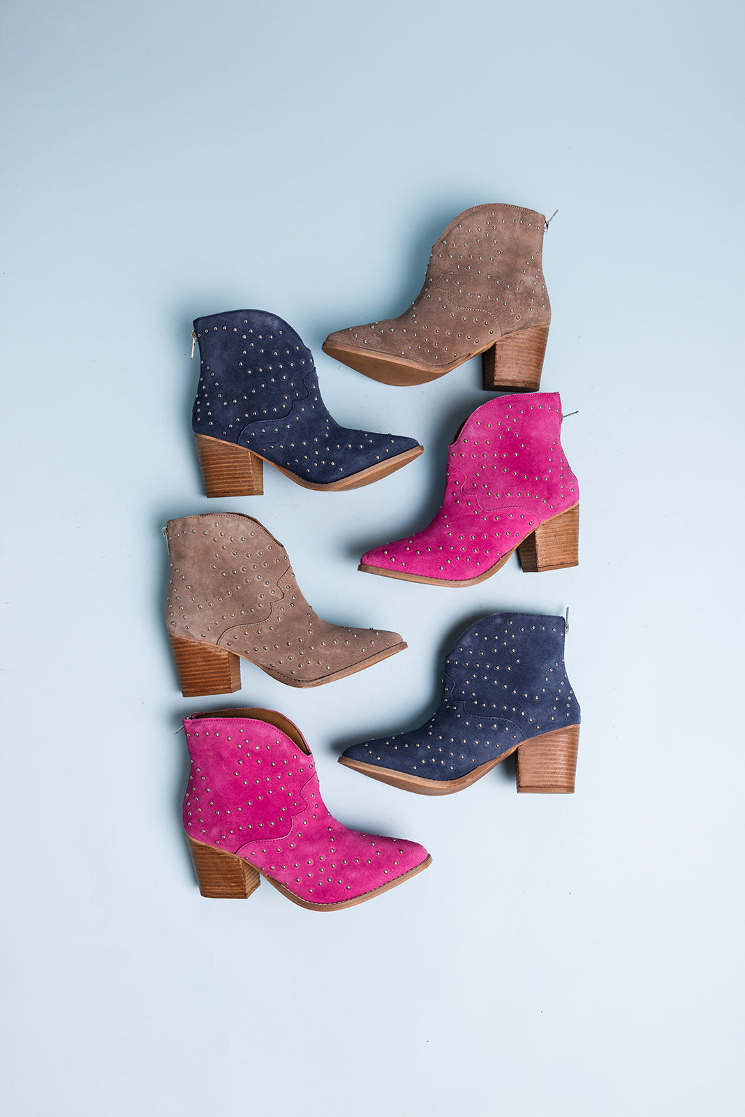 Twilight Studded Heeled Ankle Boot in Magenta - Glamourous Grace