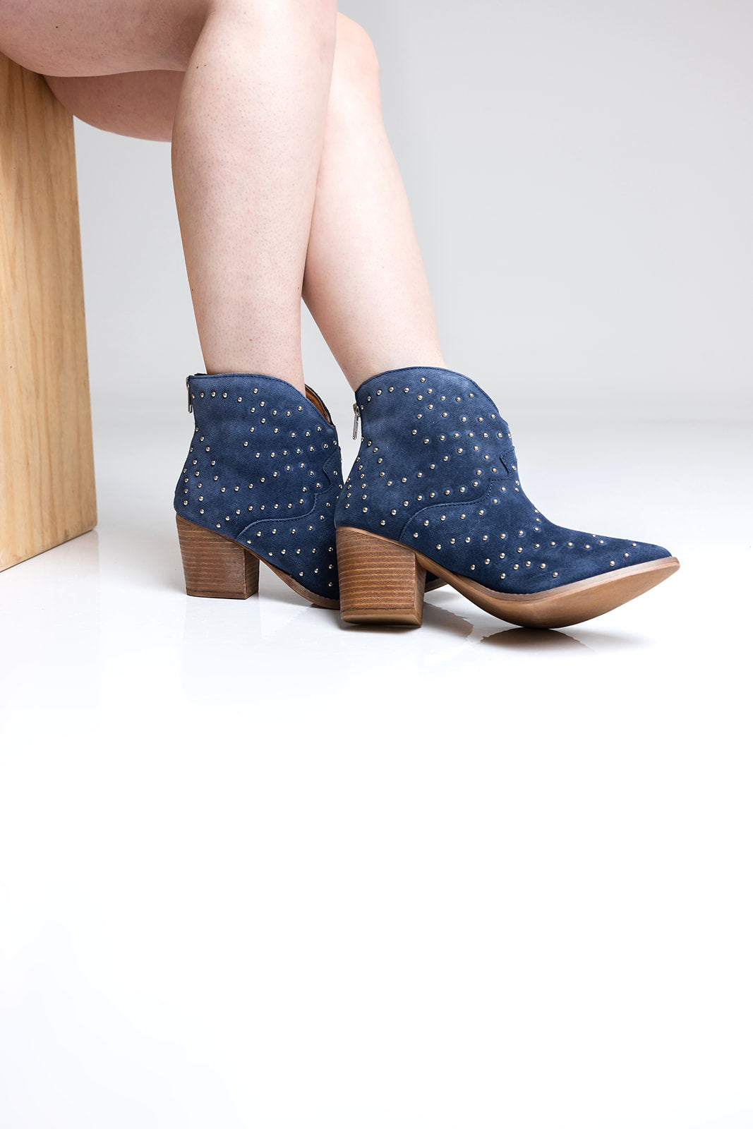Twilight Studded Heeled Ankle Boot in Taupe - Glamourous Grace
