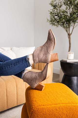Twilight Studded Heeled Ankle Boot in Black - Glamourous Grace