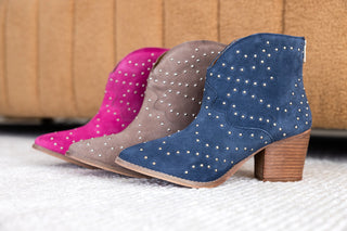 Twilight Studded Heeled Ankle Boot in Taupe - Glamourous Grace