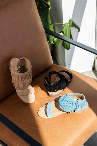 Fringe Star Sandal in Tan - Glamourous Grace