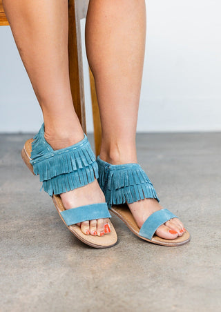 Fringe Star Sandal in Teal - Glamourous Grace
