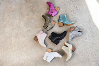 Fiera Glitter Booties in Pink - Glamourous Grace