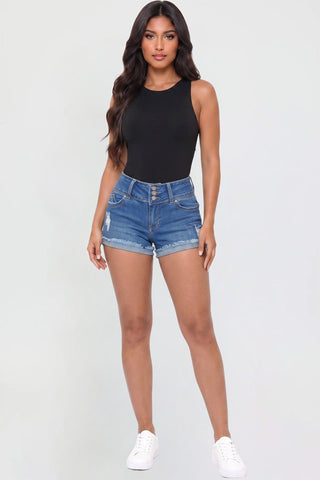 Women's WannaBettaButt 3 Button Cuffed Denim Shorts - Glamourous Grace