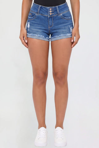 Women's WannaBettaButt 3 Button Cuffed Denim Shorts - Glamourous Grace