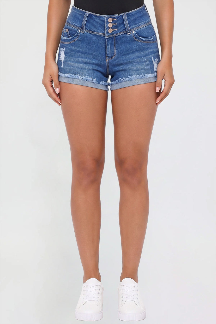 Women's WannaBettaButt 3 Button Cuffed Denim Shorts - Glamourous Grace