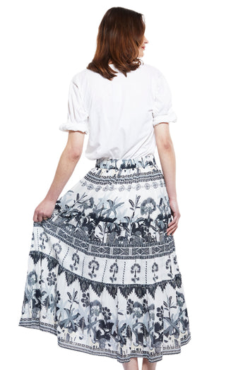 Woodstock Skirt with Grey Ikat Print - Glamourous Grace